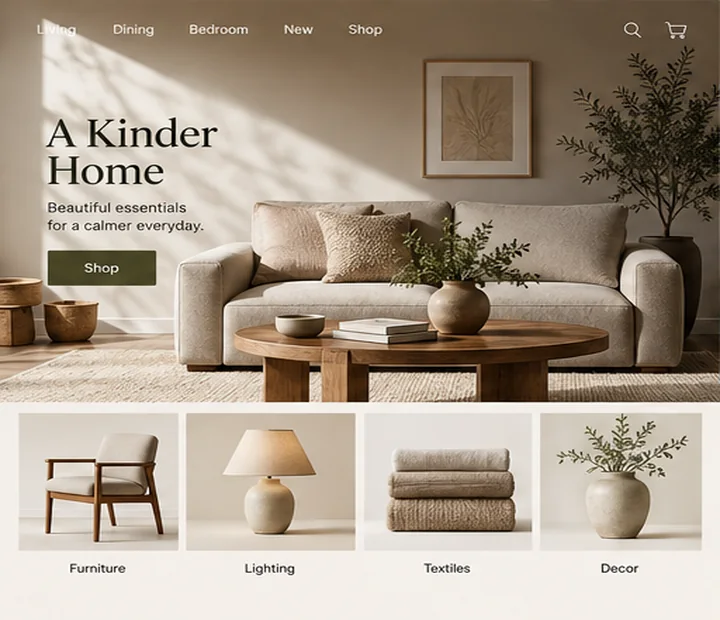 Representative home ecommerce concept